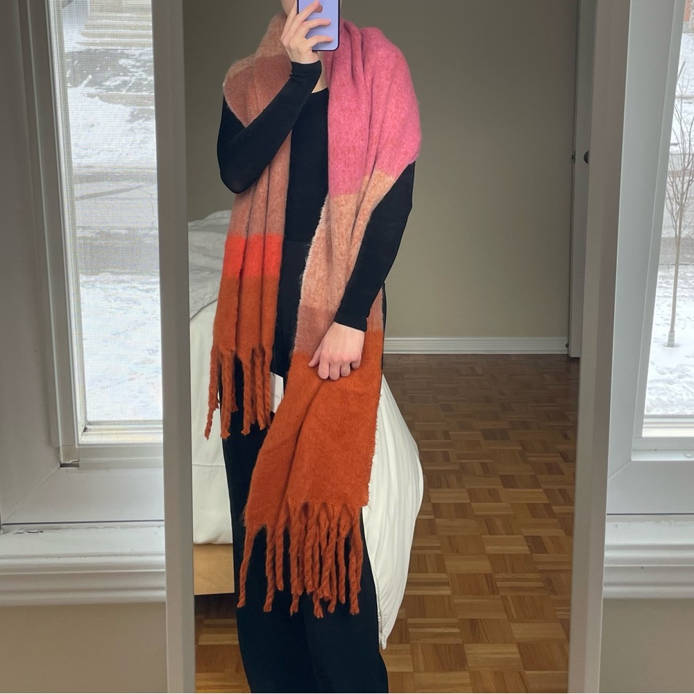 Indigo Pink and Orange Scarf